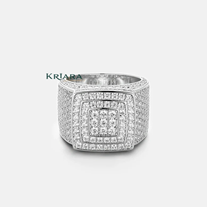Anillo de Diamantes de Plata 925 con Oro Blanco, Corte Brillante Redondo, Diamantes Cultivados en Laboratorio, Lujoso, Unisex, para Uso Diario - Product Image 1