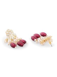 Conjunto de Joyería Kundan Chapado en Oro con Cuentas Verdes, Cristales Blancos, Diseño Floral, Collar y Anillo Étnicos para Boda, para Mujer - Product Image 2