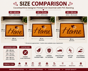 Paillasson en fibre de coco imprimé CocoHeartline avec support en PVC, tapis d'entrée en fibre de coco naturelle motif cœur, design personnalisé - Product Image 6