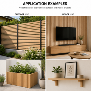 Tiges carrées en bois massif non finies, bâtons en bois massif pour l'artisanat DIY, la fabrication de meubles, la décoration intérieure, taille personnalisée, OEM - Product Image 4