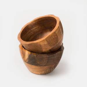 Tazones de Madera de Acacia Hechos a Mano de Primera Calidad, Ideales para Servir Ensaladas, Frutas y Aperitivos, Estilo Rústico para la Cocina - Product Image 1