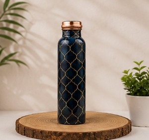 Bouteilles d'eau pour usage quotidien avec couvercles en cuivre, motif marbré floral, ensemble de vaisselle de voyage portable - Product Image 4