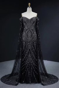 Tela de malla con cuentas pesadas hecha a mano, material de lujo 100% poliéster con lentejuelas azules para vestidos de noche, vestidos de fiesta y bodas en el Medio Oriente. - Product Image 3