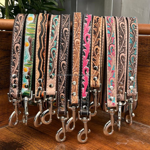 Hand Tooled Leather Running Climbing Dog Leash Cowhide Pet Training Lead for Dogs Luxury <b>Walking</b> Dog Leash with <b>Padded</b> Handle - Product Image 6