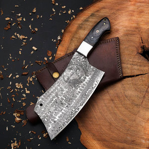 Couteau de cuisine de chef en acier Damas forgé à la main, lame de 7 pouces en forme de goutte de pluie, avec manche en bois, ambidextre, durable, tranchant comme un rasoir, pour la viande - Product Image 4
