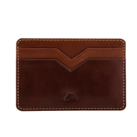 Cartera Minimalista Delgada de Cuero Genuino para Tarjetas de Crédito y de Visita, con Bloqueo RFID, Multifuncional, sin Cierre, 30MM de Grosor