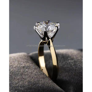 Anillo de Compromiso/Boda Vintage de Oro Amarillo de 14k con Diamante Cultivado en Laboratorio IGI/GIA, Unisex, Oro Blanco Fino para Aniversario, Ideal para Fiestas - Product Image 2