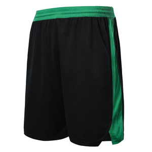 Shorts de sport pour homme en toile polyester coupe-vent à séchage rapide avec bande latérale, taille haute et poches, couleur unie vert, blanc, noir - Product Image 2