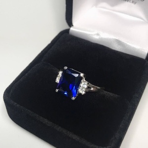 Bague de fiançailles ovale en saphir et argent sterling, pierre de naissance de septembre, qualité héritage, cadeau de mariage pour femme - Product Image 4