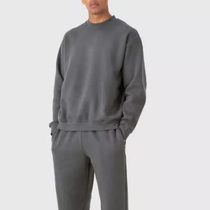 Ensemble de survêtements unisexes en coton 100% pour hommes, ensemble de survêtement uni, 2 pièces, sweat-shirt en molleton et pantalon de jogging - Product Image 2