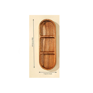 Handcrafted Polished Wooden Rectangle Tray 3 Marble Enameled Compartments Eco-Friendly Snack Condiment Organizer Modern - Product Image 4