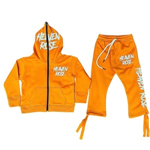 Ensemble de survêtement unisexe Heaven Rose noir à imprimé graphique, style streetwear, 2 pièces, jogging, vente en gros, tenue urbaine hip-hop - Product Image 3