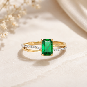 Emerald Cut 925 Sterling <b>Silver</b> <b>Ring</b> Prong <b>Set</b> Gemstone Band for Women Wedding Anniversary Gift - Product Image 3