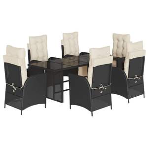 Ensemble de salle à manger de jardin noir avec coussins blanc crème pour mobilier de patio - Product Image 2