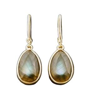 ต่างหูห้อยเงินสเตอร์ลิง925ชุบทอง18K สำหรับสาวๆอัญมณีแฟชั่นและแลบราโดไรต์ - Product Image 1