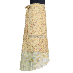 Beachwear Silk <b>Wrap</b> Long <b>Skirt</b> 2 Layer Reversible Magic Silk Saris <b>Wrap</b> Long <b>Skirt</b> Silk Sari Fabric <b>Wrap</b> Around <b>Skirt</b> Fancy - Product Image 5