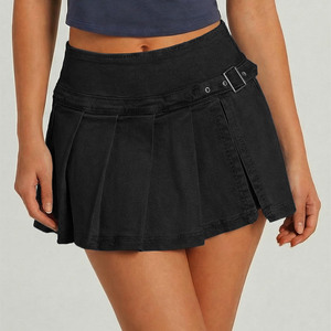 Jupe Courte en Jean Délavé Vintage Taille Haute Coupe Évasée avec Poches Latérales pour Femme 2026 – Style Décontracté Y2K Streetwear Estival - Product Image 4
