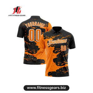 Just Fitness Gears Men's Black <b>Orange</b> Custom for Shirt Long Sleeve Solid Breathable Embroidered Sporty Knitted Polyester - Product Image 1