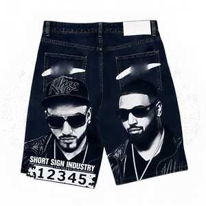 Shorts Bermuda en Denim Premium pour Homme Sky Da Limits, Style Hip Hop, Couleur Unie, 100% Coton, Taille Haute Élastique, Poches Respirantes - Product Image 5