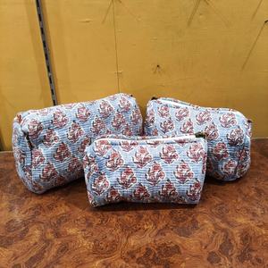 Juego de 3 Piezas de Bolsas de Algodón con Cierre de Cremallera, Ecológicas, Resistentes al Agua, para Niña, Diseño Acolchado con Estampado Floral, Rectangulares, de Gran Capacidad - Product Image 3