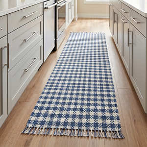 Natural Stripe Handwoven Cotton <b>Floor</b> <b>Runner</b> for <b>Kitchen</b> Hallway Farmhouse & Organic Modern Home - Product Image 3