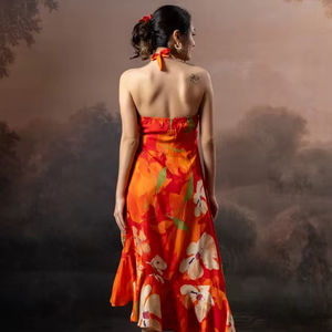 Robe d'été sans manches, dos nu, élégante et écologique, à taille naturelle, pour femmes et jeunes filles - Product Image 1