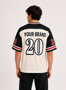 Maillot de football américain unisexe personnalisé par le fabricant, color block, en polyester léger, maille surdimensionnée, OEM, hauts décontractés d'été, vente en gros - Product Image 4