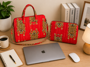 Funda Protectora para Portátil de Lujo, con Estampado de Leopardo Rojo, Suave, Duradera, Ligera, Ecológica, de Algodón, con Correa para el Hombro, a la Moda - Product Image 2