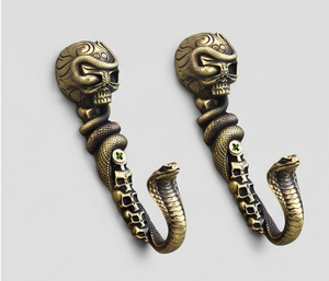 Antique Metal Skull Snake Wall <b>Hook</b> With Coil Design Durable Material Elegant Finish <b>For</b> Decorative <b>Hanging</b> - Product Image 3