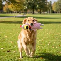 Yommy Furry Friends PolliFun – Ensemble de jouets interactifs pour animaux de compagnie, dessin animé, pour l'intérieur, avec couineur, 3617 cm, poupée en peluche douce pour chiens, manuel inclus