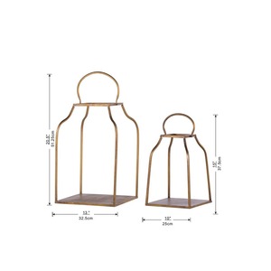 Juego de 2 Faroles de Hierro con Acabado Dorado Antiguo, Ideales para Decoración de Cocina, Spa y Baño, de la India - Product Image 5