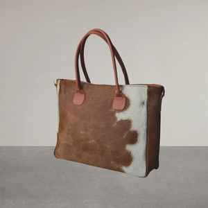 Elegante Bolso Tote de Cuero Genuino con Pelo de Vaca para Mujer, Cierre de Cremallera, Premium, Verano-Otoño, LHTB-0090 - Product Image 6