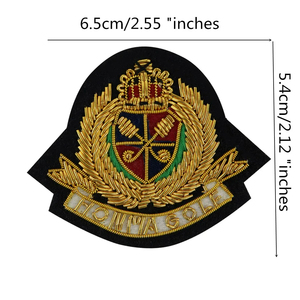 Insignias Bordadas a Mano con Hilo de Oro 3D, Diseño de Corona Real, con Tela de Lona, Totalmente Hechas a Mano, en Venta - Product Image 4