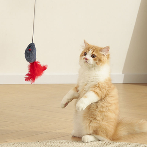Elastic Rope Interactive Cat Teaser <b>Mouse</b> Feather <b>Toy</b> with Adhesive Hook Adjustable Buckle for Indoor Cats - Product Image 4