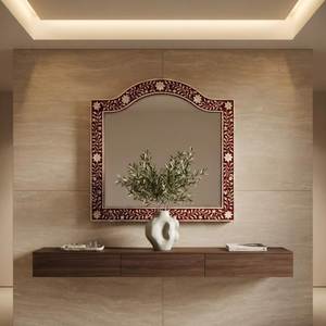 Miroir décoratif mural de style moderne, fait main, avec incrustations en os, pour salon, fabriqué en Inde. - Product Image 4