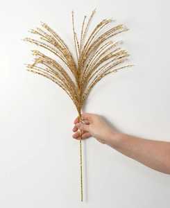 กิ่งประดับต้นคริสต์มาสแบบพ่นประดับคริสตัลลูกปัดสีทอง - Product Image 1