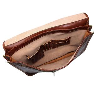 Sac messager pour ordinateur portable en cuir véritable de qualité supérieure pour hommes et femmes, mallette professionnelle marron avec bandoulière réglable - Product Image 3