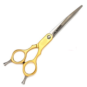 กรรไกรตัดขนสัตว์เลี้ยงแบบมืออาชีพ ด้ามจับตามหลักสรีรศาสตร์ ปลายมนปลอดภัย ขนาด 6 นิ้ว สีเหลือง โค้งงอ สำหรับกรูมมิ่งสุนัข - Product Image 3