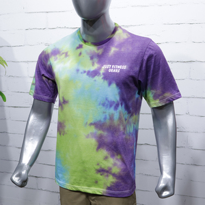 เสื้อยืดคอกลมพิมพ์ลายสตรีทแวร์ลำลองแขนสั้นผ้าฝ้าย 100% แห้งเร็ว ระบายอากาศได้ดี สำหรับผู้ชาย ลายมัดย้อม - Product Image 1