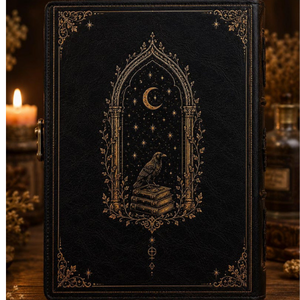 Diario de Cuero The Witch Library, Cuaderno Gótico Dark Academia, Grimoire Luna y Cuervo, Diario de Escritura Vintage, Regalo - Product Image 6
