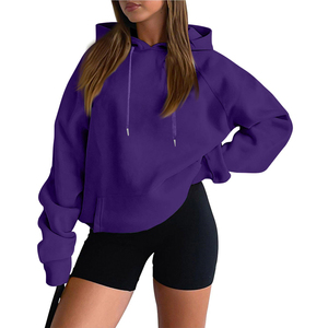 HAMIO SPORTS Sweat à capuche oversize en molleton uni pour femme 100 % coton écologique anti-boulochage décontracté été - Product Image 1