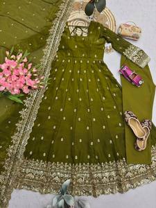 Best Quality Traditional Indian Vichitra Silk Womens Gown with Soft Flowing Fabric for Wedding Wear Available for Best Price - Product Image 3
