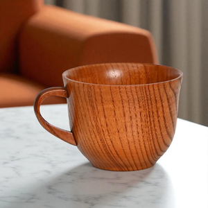 Hand Carved Wooden Coffee <b>Mug</b> with Straw Rustic Farmhouse Drinkware <b>Large</b> Capacity Custom Logo - Product Image 2