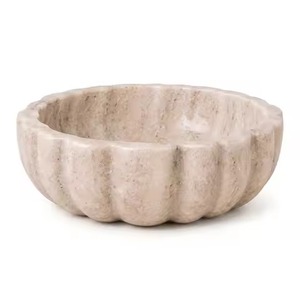 New Arrival Modern <b>White</b> Grey Veined Footed Pedestal Marble <b>Serving</b> <b>Bowl</b> Small Deep Polished Restaurant Use Stone Basin Dish - Product Image 2