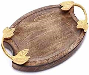 Bandeja de servicio Rectangular personalizada GM Impex, bandeja de comida de desayuno de madera de bambú decorativa alta para uso doméstico - Product Image 2