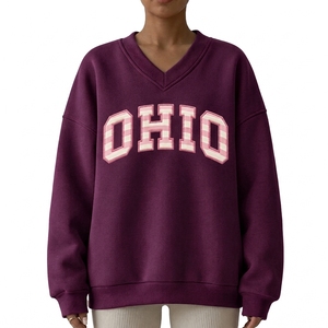 Sudadera Premium para Mujer, Diseño Clásico con Cuello en V, Corte Holgado, Manga Larga, Ribete Acanalado, Estilo Urbano - Product Image 4