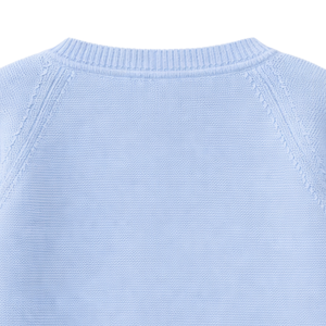 Cardigan en tricot texturé bleu ciel pour bébé, en coton doux, à manches longues, boutonné devant, pour nouveau-né, nourrisson, tout-petit - Product Image 5