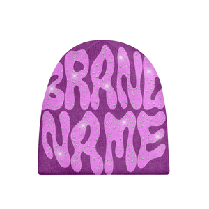 Custom Made Men's Rhinestone Letter Beanie Hat Unisex Street Style Knitted <b>Winter</b> <b>Cap</b> 100% Acrylic Casual Adult 56-58CM Beanies - Product Image 2