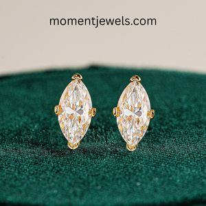 S925 Silver Flower Marquise Cut <b>Moissanite</b> Stud <b>Earrings</b> 18K Gold Plated Bezel Setting Elegant Women Jewelry Gift - Product Image 5