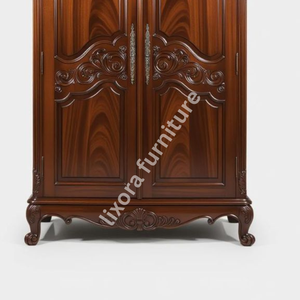 Armario de Madera Maciza de Lujo Hecho a Mano con 2 Puertas, Tallado Victoriano Ornamentado, Acabado Pulido - Product Image 4
